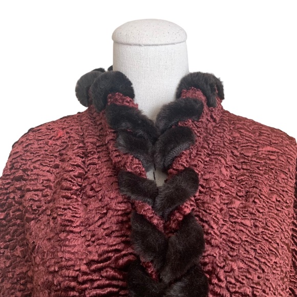 Vintage y2k Sue Wong Nocturne Faux Fur Caplet Cape Wrap Jacket - Picture 3 of 12